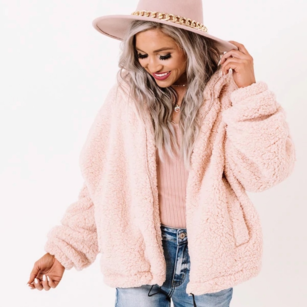 NWOT Light pink Sherpa jacket